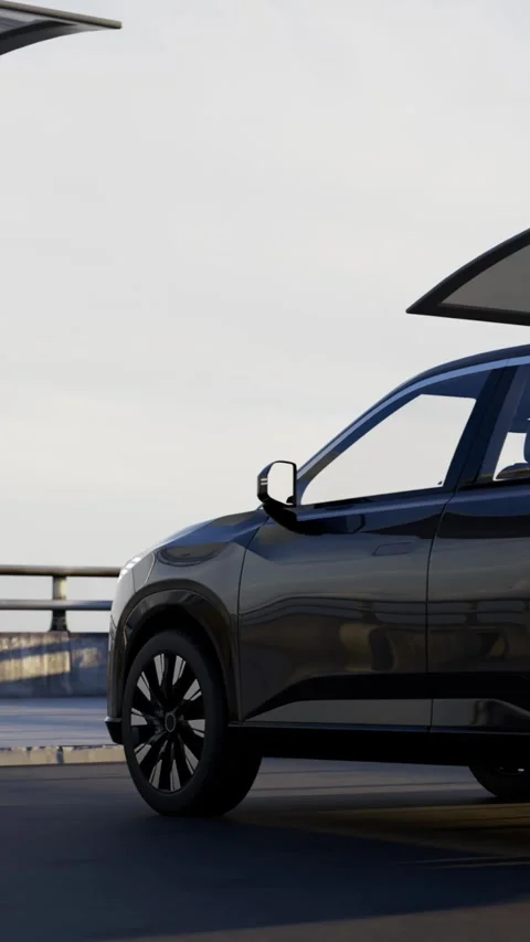 Electric car parked at an EV charging station Stock Footage 332301964