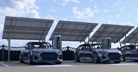 Electric car  on parking 스톡 동영상 303096656