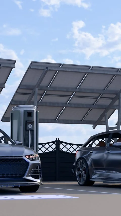 Electric car  on parking Stock Footage 303099231