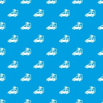 Electric car pattern vector seamless blue 库存插图
