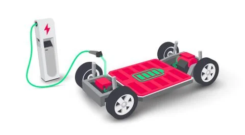 Electric car platform board scheme with charging battery inside underbody cha Stock Illustration