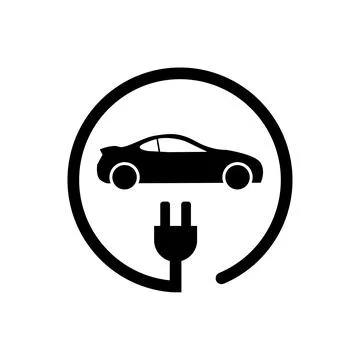 Electric car with plug icon vector Electrical automobile cable and plug charg Illustrazione stock