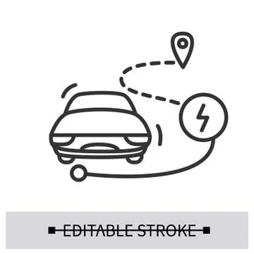 Electric car range icon. Ev range anxiety Stock Illustration