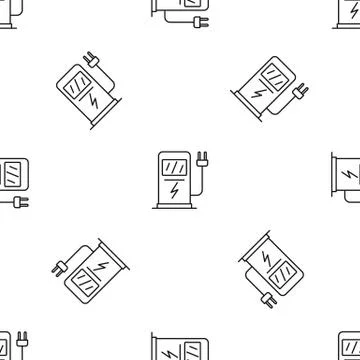 Electric car recharge station pattern seamless vector 库存插图