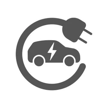 Electric car in refill icon, vector. Electric refueling. Eco transportation. Illustrazione stock