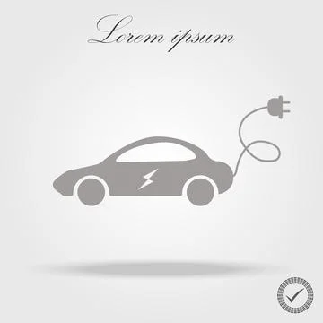 Electric car in refill icon, vector. Electric refueling. Eco transportation. Stock Illustration
