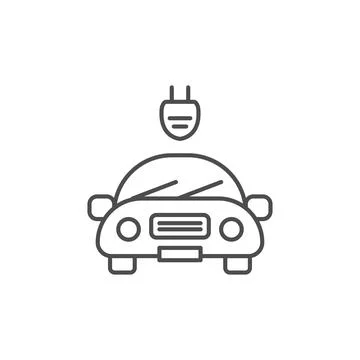 Electric car related vector linear icon Stock Illustration