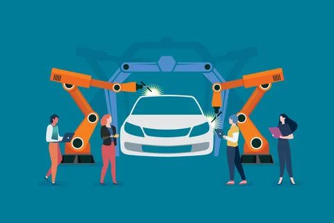Electric Car Research and Development Manufacturing Engineer R and D team p.. イラスト素材