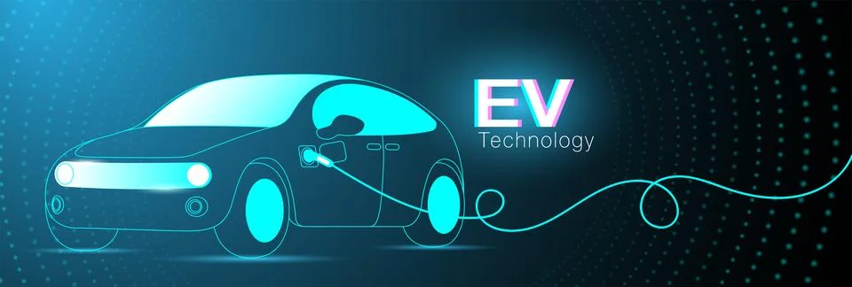 Electric car technology background Stock Illustration