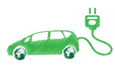 Electric car technology concept isolated on white background Illustrazione stock
