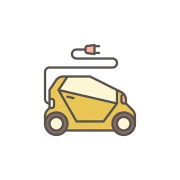 Electric Car vector concept colored icon. Side view Stock Illustration
