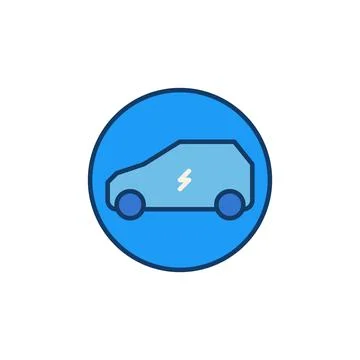 Electric Car vector concept round minimal colored icon Stock Illustration