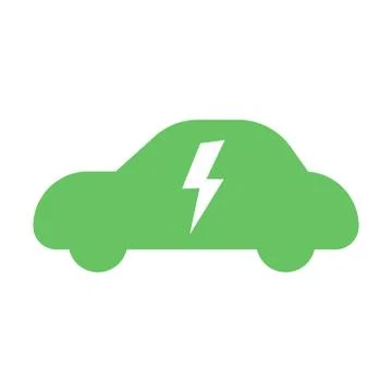 Electric car vector symbol with lightning bold Stock Illustration