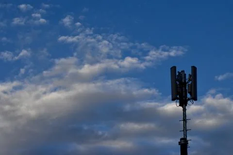 The electric censor pole with the blue sky in Sapporo Japan 写真素材