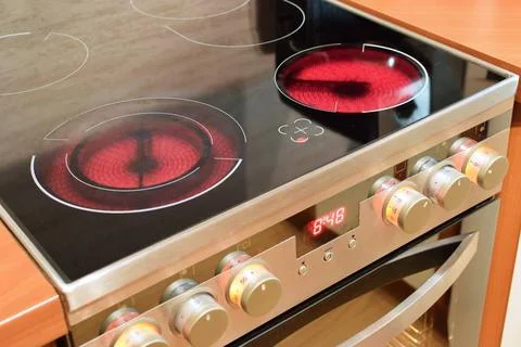Electric ceramic stove inside the kitchen Electric ceramic stove inside th... Stock Photos