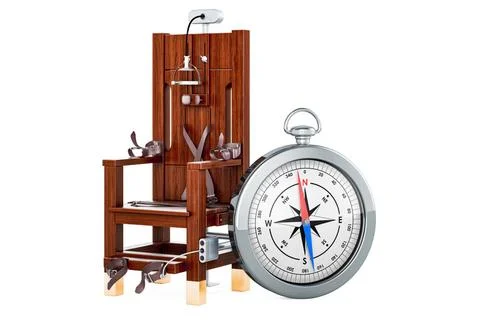 Electric chair with compass, 3D rendering Electric chair with compass, 3D ... Stock Photos