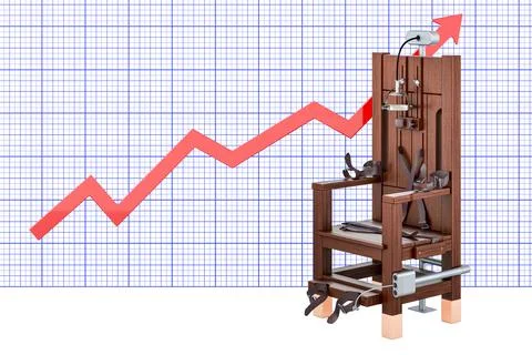 Electric chair with growing chart, 3D rendering Illustrazione stock