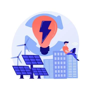 Electric charge, electricity generation, light production vector concept Stock Illustration