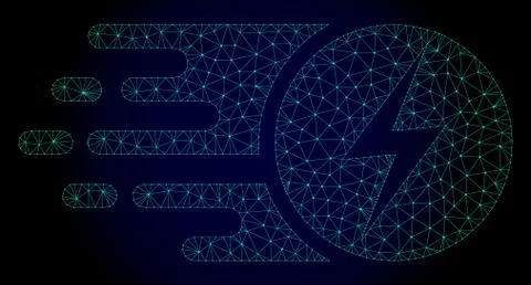Electric Charge Polygonal Frame Vector Mesh with Fast Motion Effect Stock Illustration