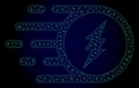 Electric Charge Polygonal Frame Vector Mesh with Fast Motion Effect Illustrazione stock