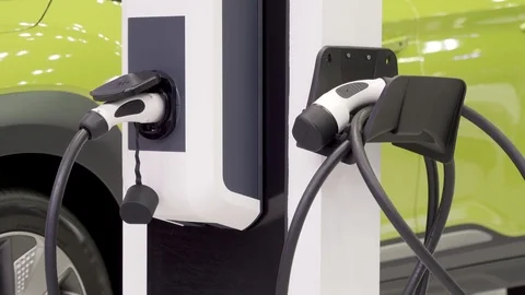 Electric charging of car Stock Footage 123990712