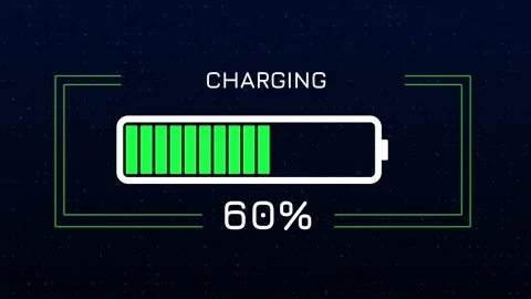Electric charging progress bar, Battery indicator showing increasing battery Stock Footage 335619182