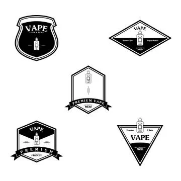 Electric cigarette personal vaporizer e-cigarette retro label badge Stock Illustration