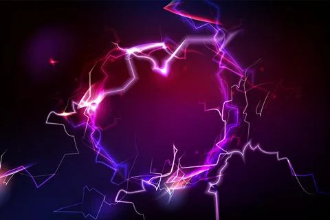 Electric circle with bolt light effects Stock Illustration