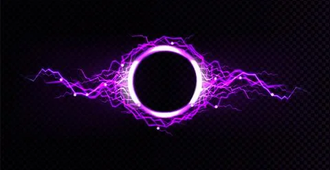 Electric circle frame with lightning discharge Illustrazione stock