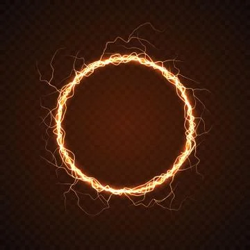 Electric circle with lightning effect. 库存插图