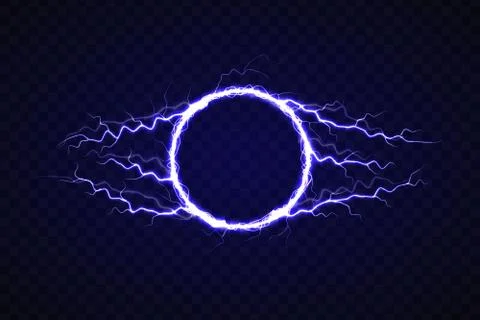 Electric circle with lightning effect Illustrazione stock
