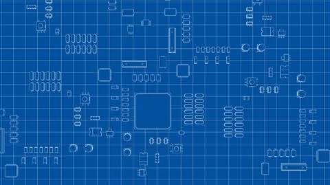 Electric circuit board, various chips. Vector Stock Illustration