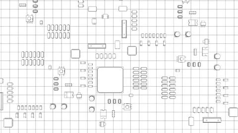 Electric circuit board, various chips Stockillustratie