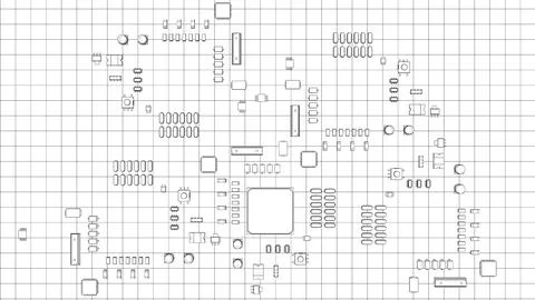 Electric circuit board, various chips Stockillustratie