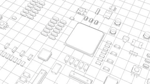 Electric circuit board, various chips Stock Illustration
