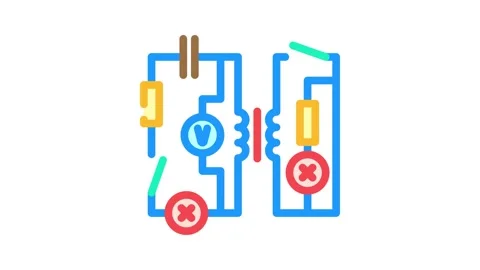 Electric circuit electrical engineer color icon animation Stock Footage 327269524