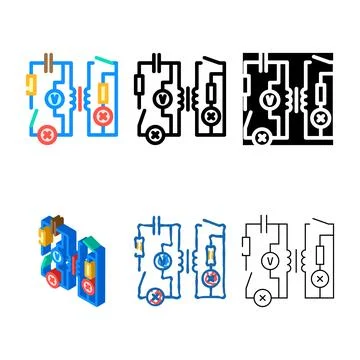 Electric circuit electrical engineer color diversity icon vector Illustrazione stock