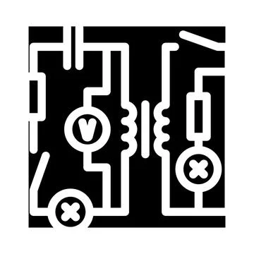 Electric circuit electrical engineer glyph icon vector illustration Stock Illustration