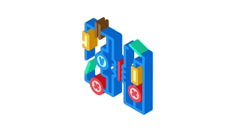 Electric circuit electrical engineer isometric icon animation Stock Footage 327292385