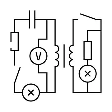 Electric circuit electrical engineer line icon vector illustration Stock Illustration