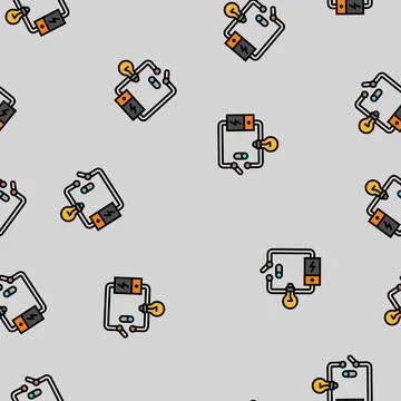 Electric circuit electrical engineer vector seamless pattern イラスト素材