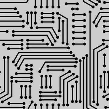 Electric circuitry pattern seamless. Microcircuit background. Circuit board t 스톡 일러스트