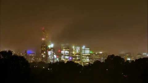 Electric city and storm clouds Sydney time lapse 4K Stock Footage 166369471