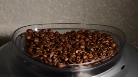 Electric Coffee Grinder Machine Grinds The Coffee Beans Stock Footage 119372144
