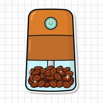 Electric coffee grinder preparing fresh coffee beans Stock Illustration