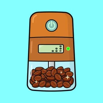 Electric coffee grinder preparing fresh bean beverage Stock Illustration