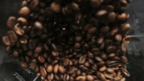 Electric coffee grinder working process, top view Stock Footage 247113098