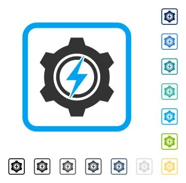 Electric Cogwheel Framed Vector Icon Stock Illustration