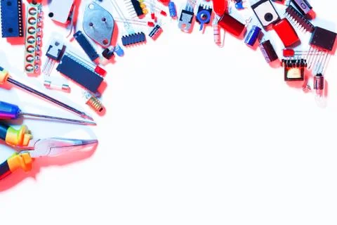 Electric components and tools frame Stock Photos