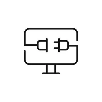 Electric Computer icon logo sign vector outline Illustrazione stock
